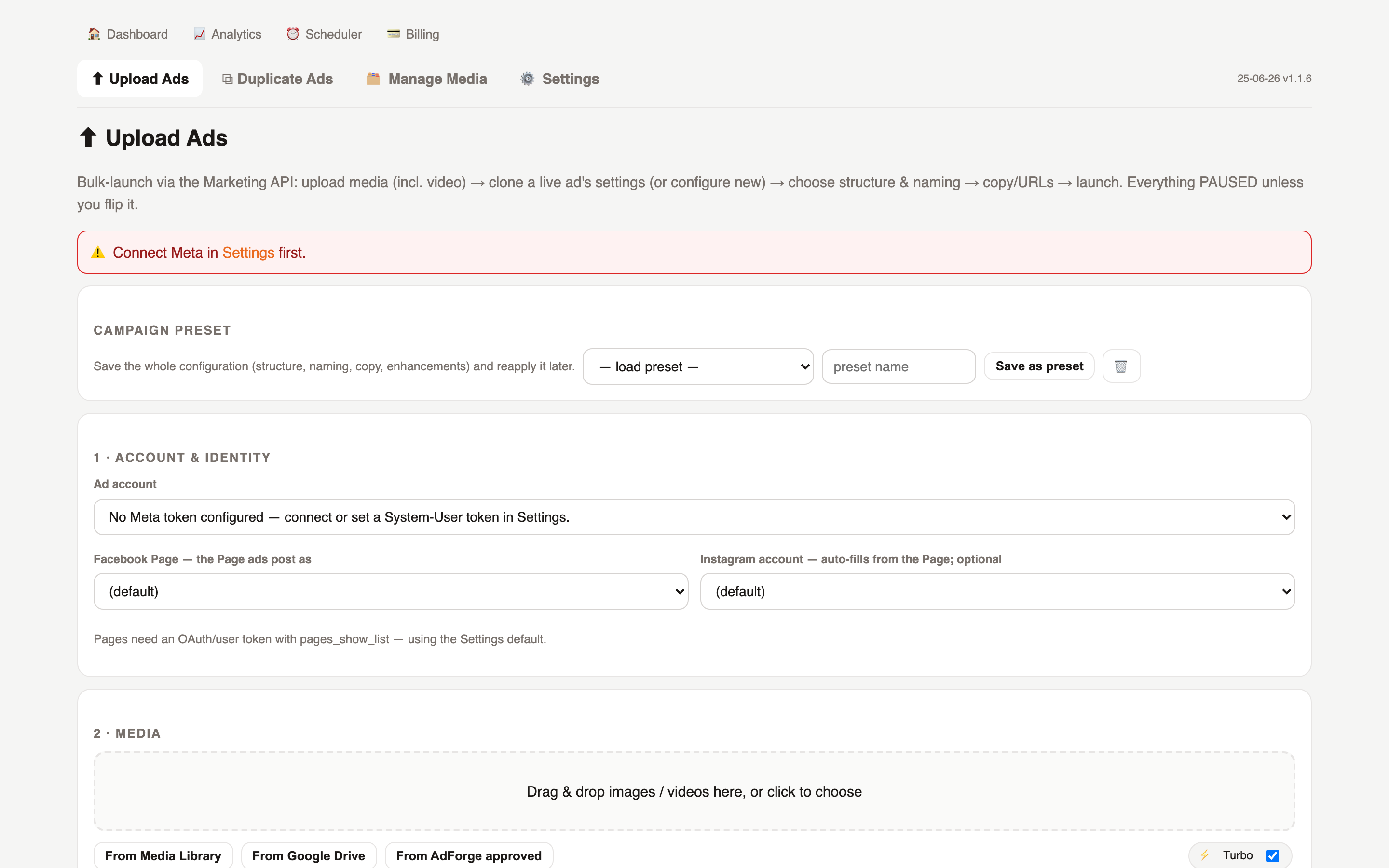 MetaUploader — Bulk upload, clone & duplicate (real product screenshot)